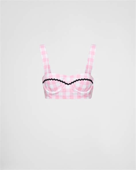 Pink/black Gingham Check Bralette Top .